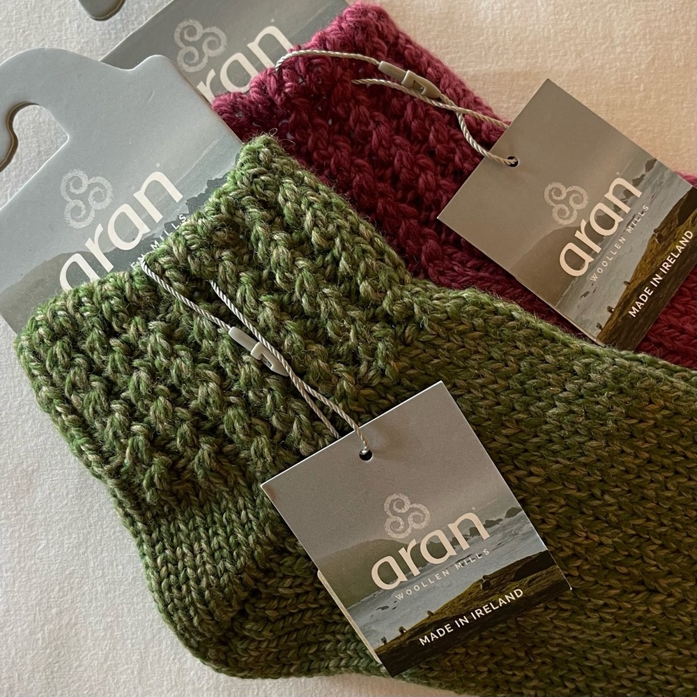 2 pair Aran Wool slipper/socks